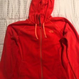 Bright pink/orange north fave zip up sweatshirt